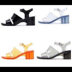 Clear Chunky Heel Jelly Sandals
